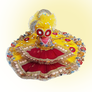 Radiant Yellow & Maroon Designer Poshak for Laddu Gopal