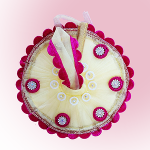 Laddu Gopal Cream and Pink Poshak