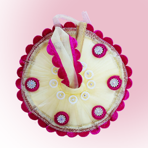 Laddu Gopal Cream and Pink Poshak