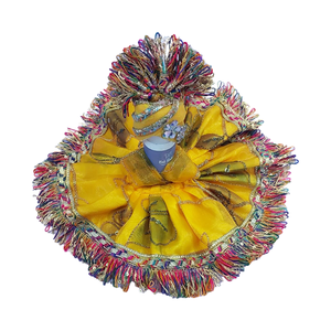 Yellow Laddu Gopal Dress with Multicolor Borders