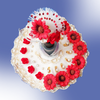 White poshak with red flower